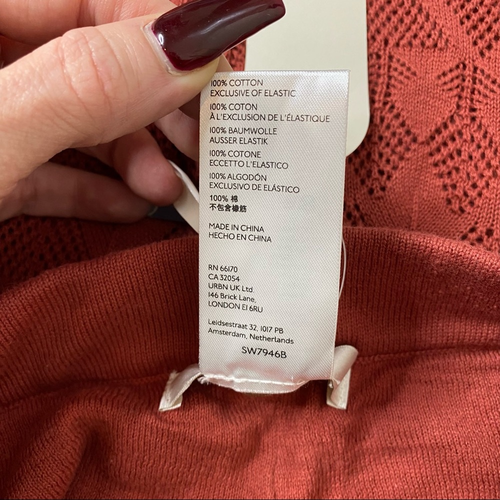 Anthropologie Wide-Leg Crochet Knit Pants in Terracotta - Picture 13 of 14